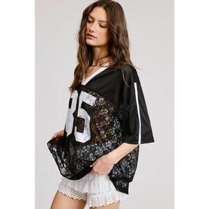 Sporty Chic Lace Number 85 Graphic Jersey Top Restocked!